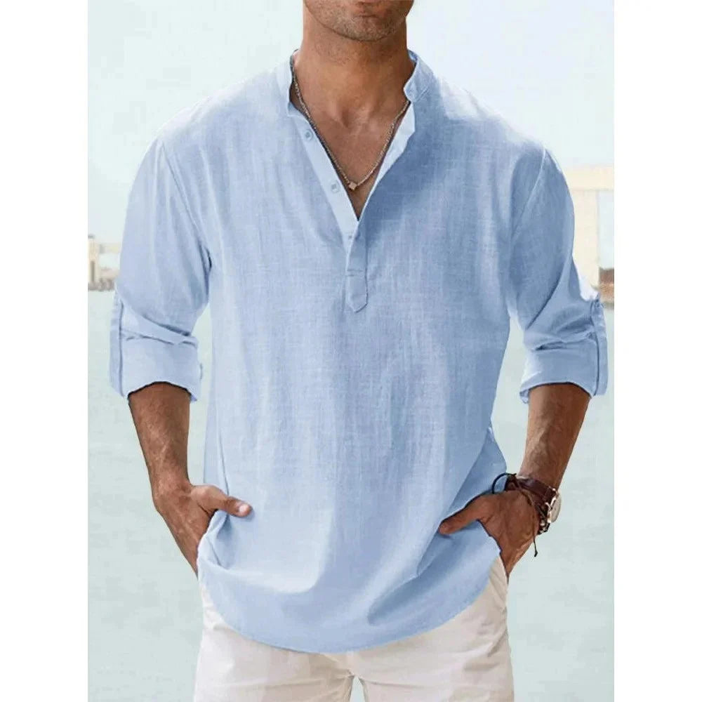 Landon | Relaxed Linen-Blend Henley Shirt