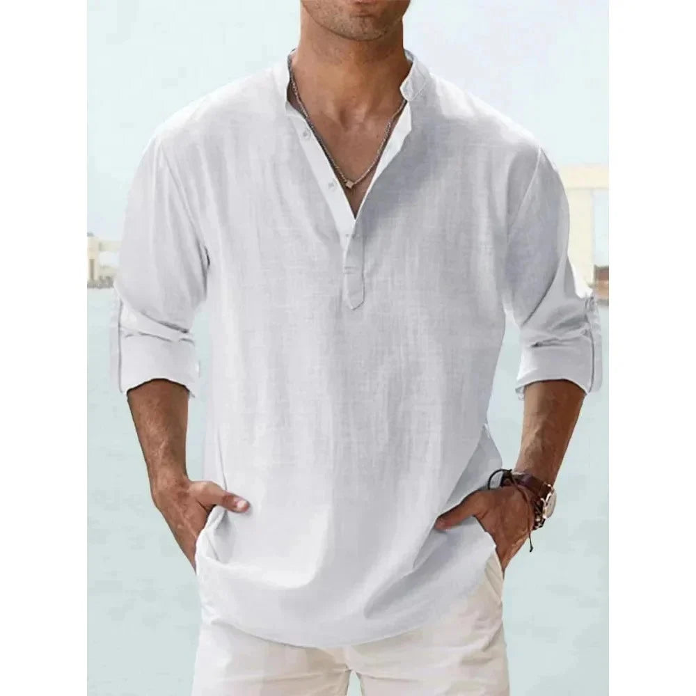 Landon | Relaxed Linen-Blend Henley Shirt