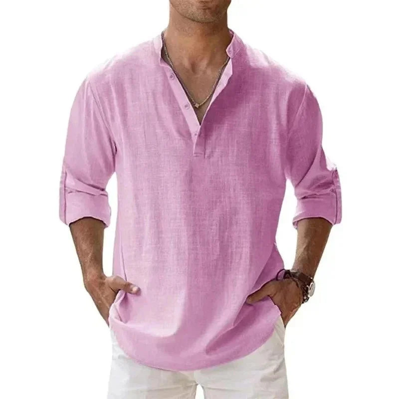 Landon | Relaxed Linen-Blend Henley Shirt