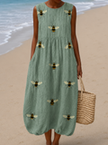 Mackenzie - Women's Sleeveless Printed Beach Midi Dress Loose
