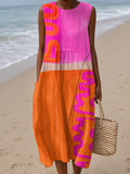 Natalie - Women's Sleeveless Printed Midi Casual Dress
