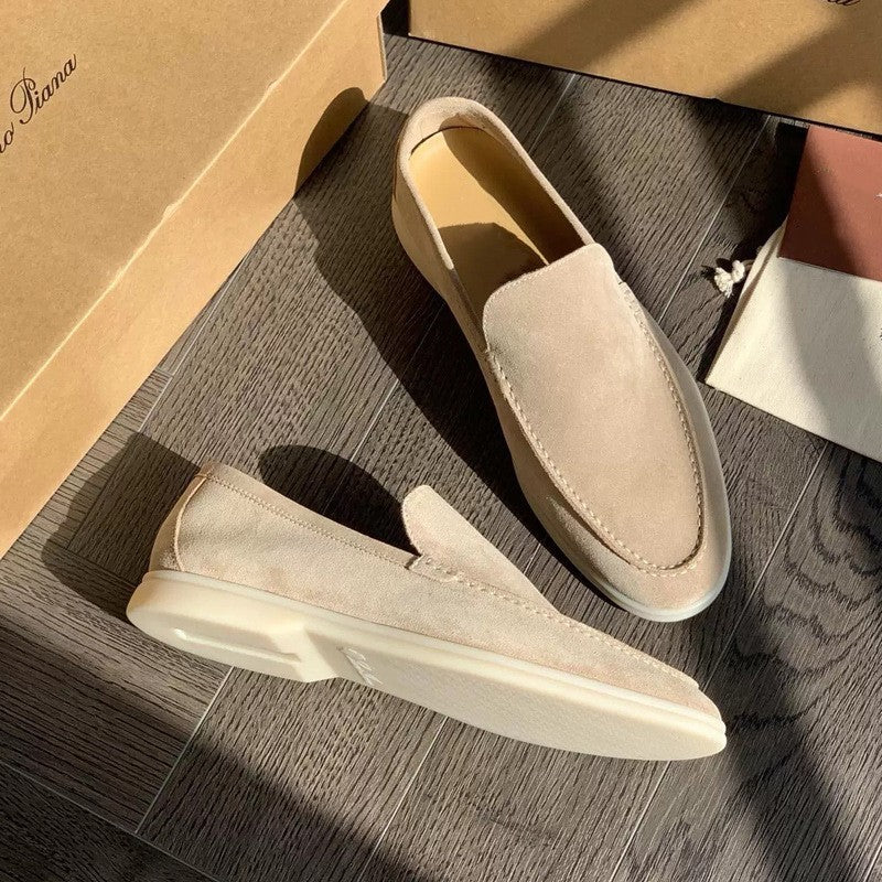 Men's Lightweight Slip-On Loafers - Minimalist Suede Texture