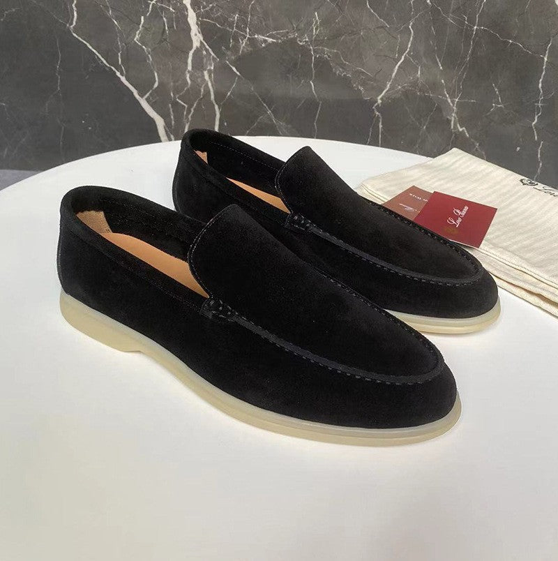 Men's Lightweight Slip-On Loafers - Minimalist Suede Texture