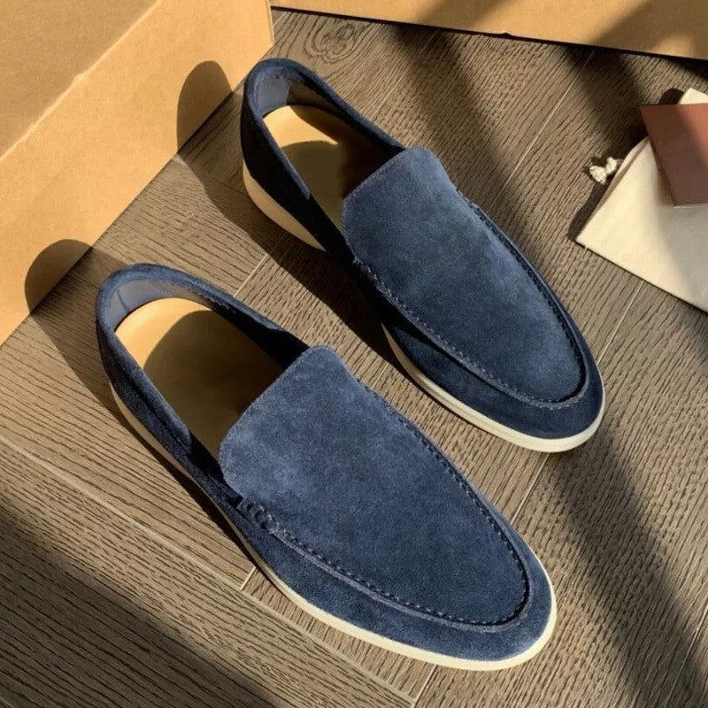 Men's Lightweight Slip-On Loafers - Minimalist Suede Texture