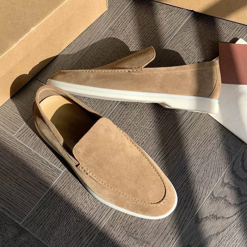 Men's Lightweight Slip-On Loafers - Minimalist Suede Texture