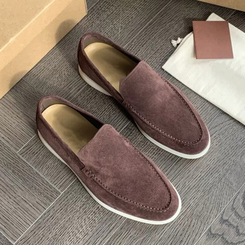 Men's Lightweight Slip-On Loafers - Minimalist Suede Texture