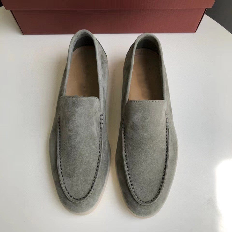 Men's Lightweight Slip-On Loafers - Minimalist Suede Texture