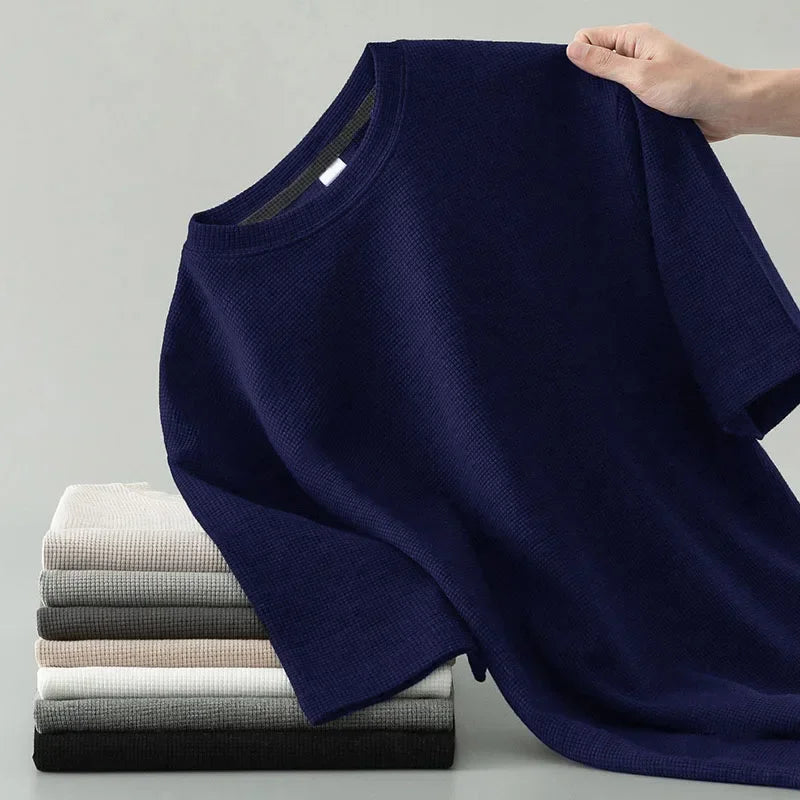Wade | Textured Waffle-Knit Crewneck T-Shirt for Men