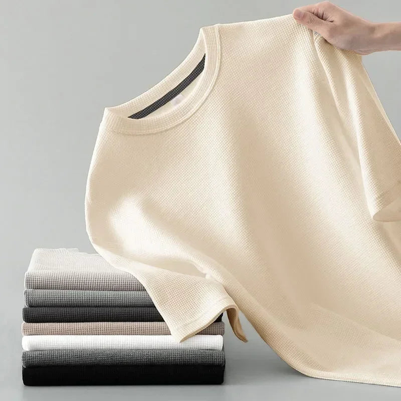 Wade | Textured Waffle-Knit Crewneck T-Shirt for Men