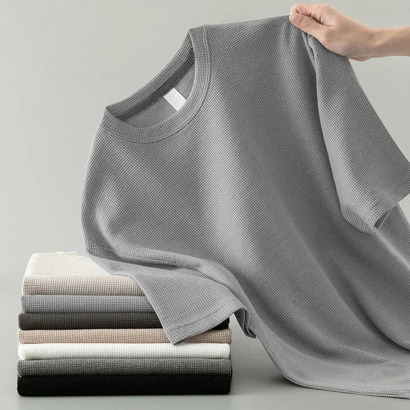 Wade | Textured Waffle-Knit Crewneck T-Shirt for Men