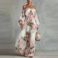 PEONY | Floral Off Shoulder Maxi Dress Long Sleeve