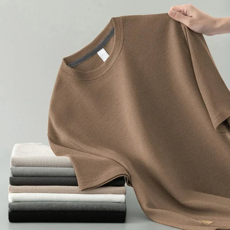 Wade | Textured Waffle-Knit Crewneck T-Shirt for Men