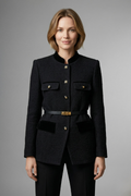 Women’s Blazer with Belted Waist and Button Closure