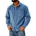 Casual corduroy shirt with button placket and chest pocket