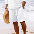 Casual Polyester Blend Shorts with Drawstring Waist and Side Pockets