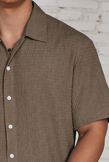 Casual Shirt with Cuban Collar and Button Front