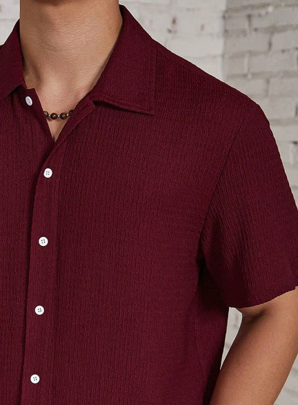 Casual Shirt with Cuban Collar and Button Front
