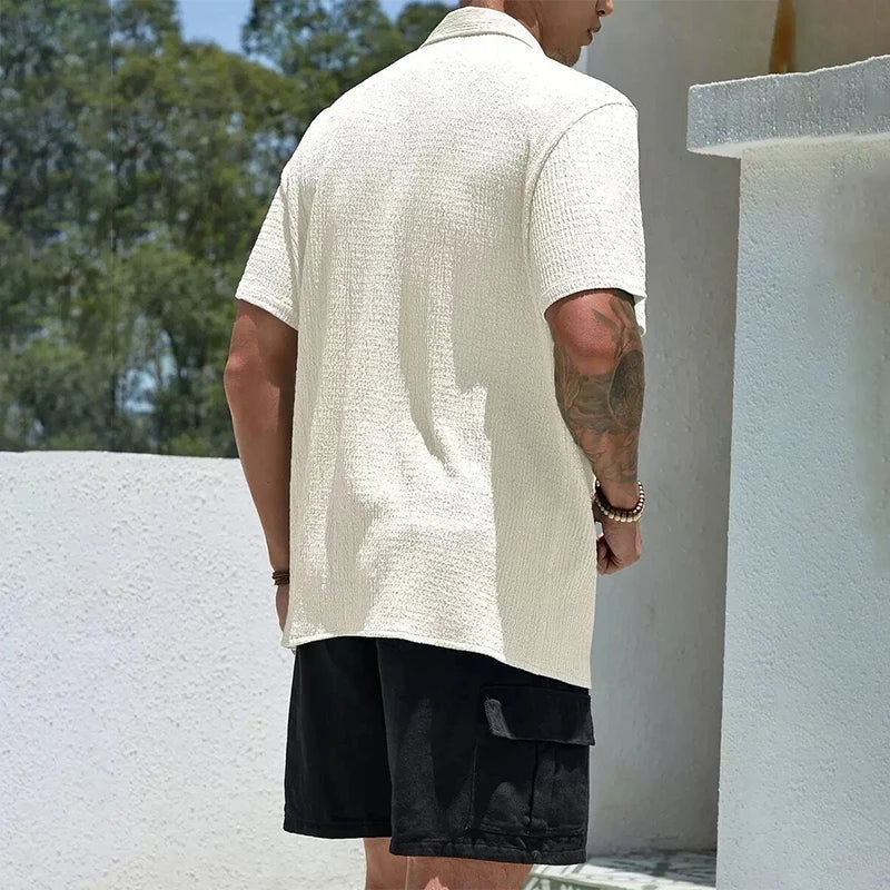 Casual Shirt with Cuban Collar and Button Front