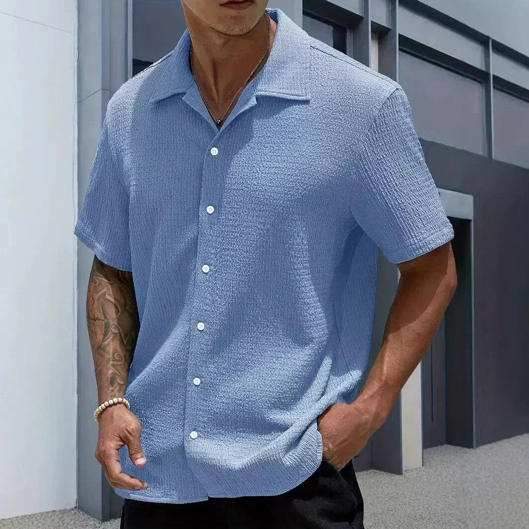 Casual Shirt with Cuban Collar and Button Front