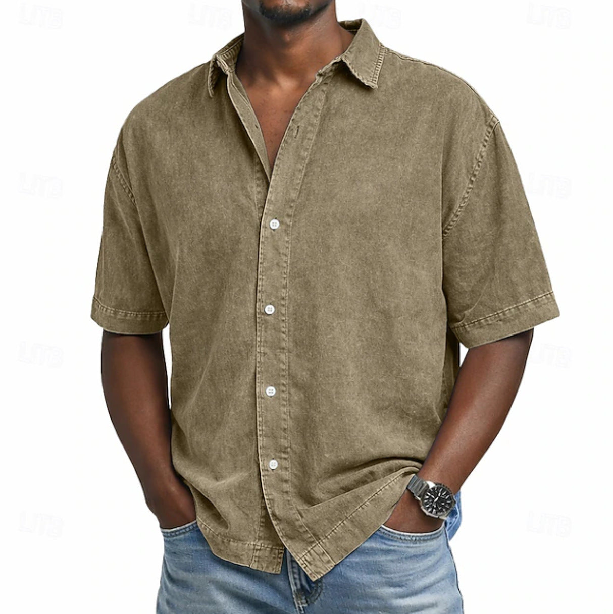 Elena | Breezy Woven Button-Up Shirt