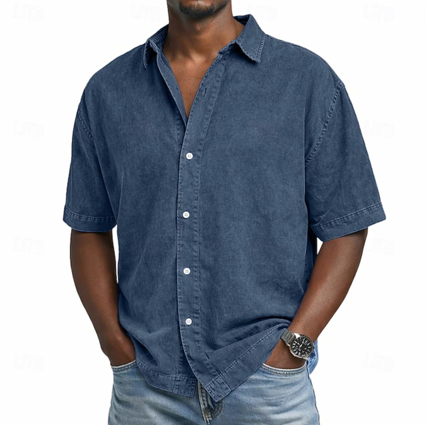 Elena | Breezy Woven Button-Up Shirt