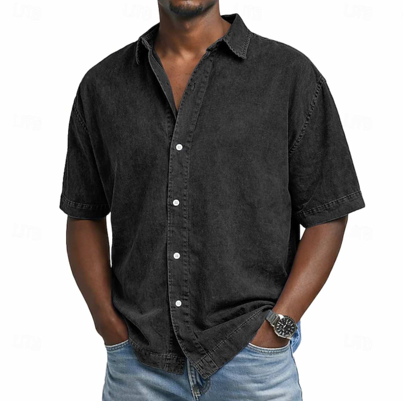 Elena | Breezy Woven Button-Up Shirt