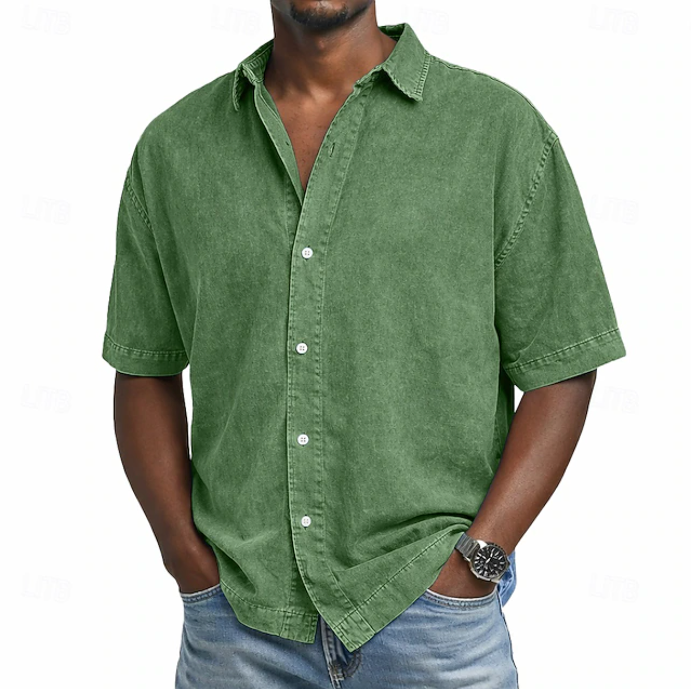 Elena | Breezy Woven Button-Up Shirt