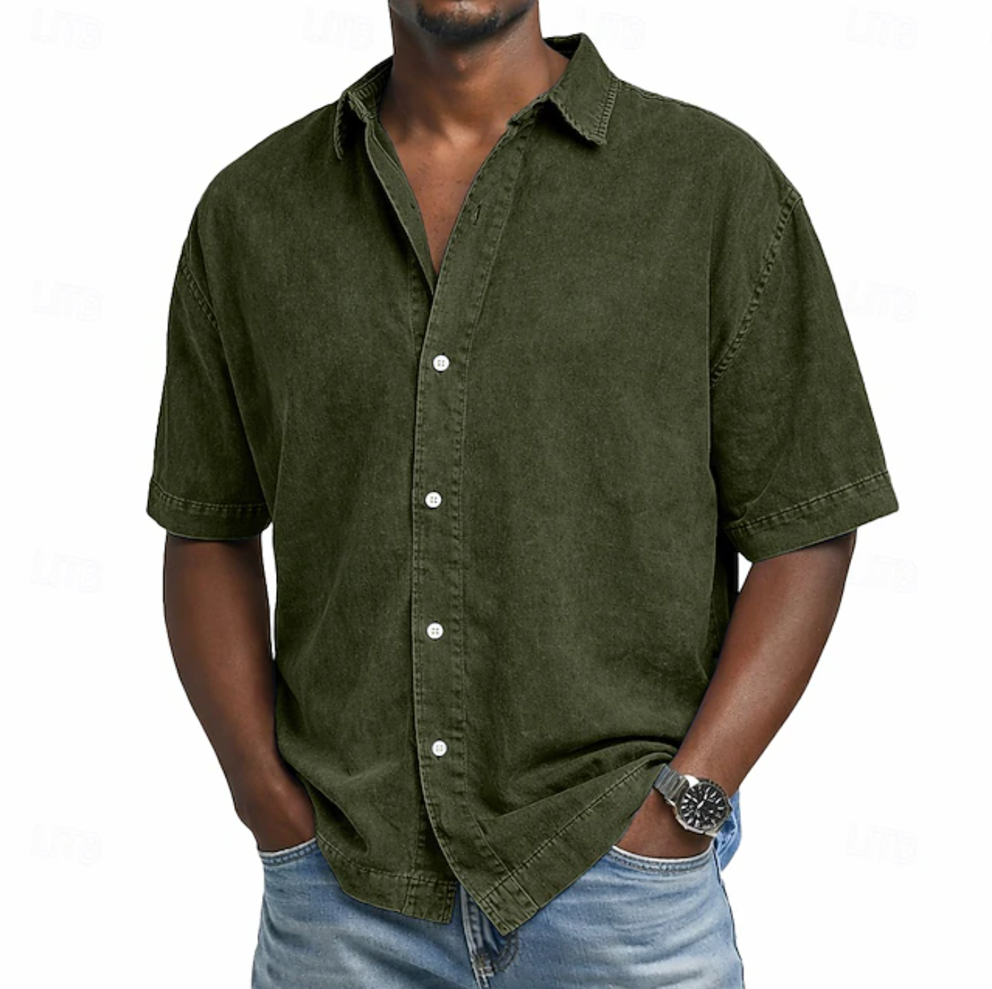 Elena | Breezy Woven Button-Up Shirt