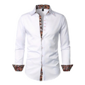 Dress Polyester Blend Shirt with Paisley Trim and Button Front