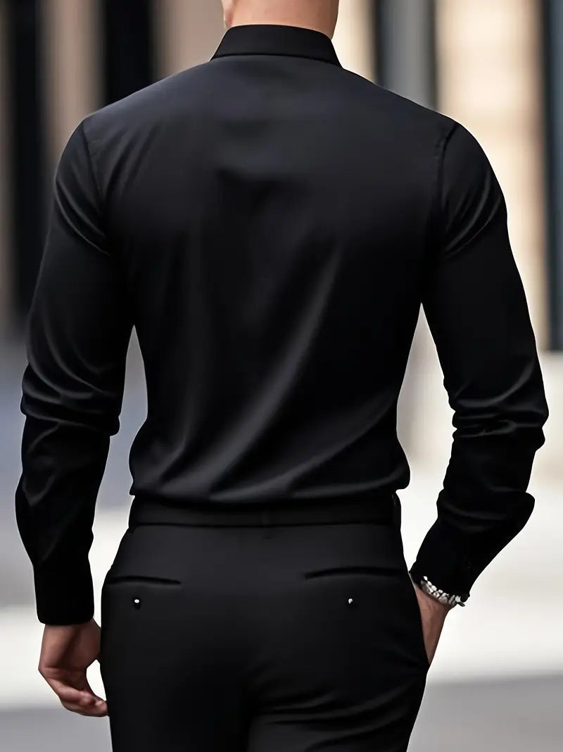 Formal woven shirt with button front and spread collar