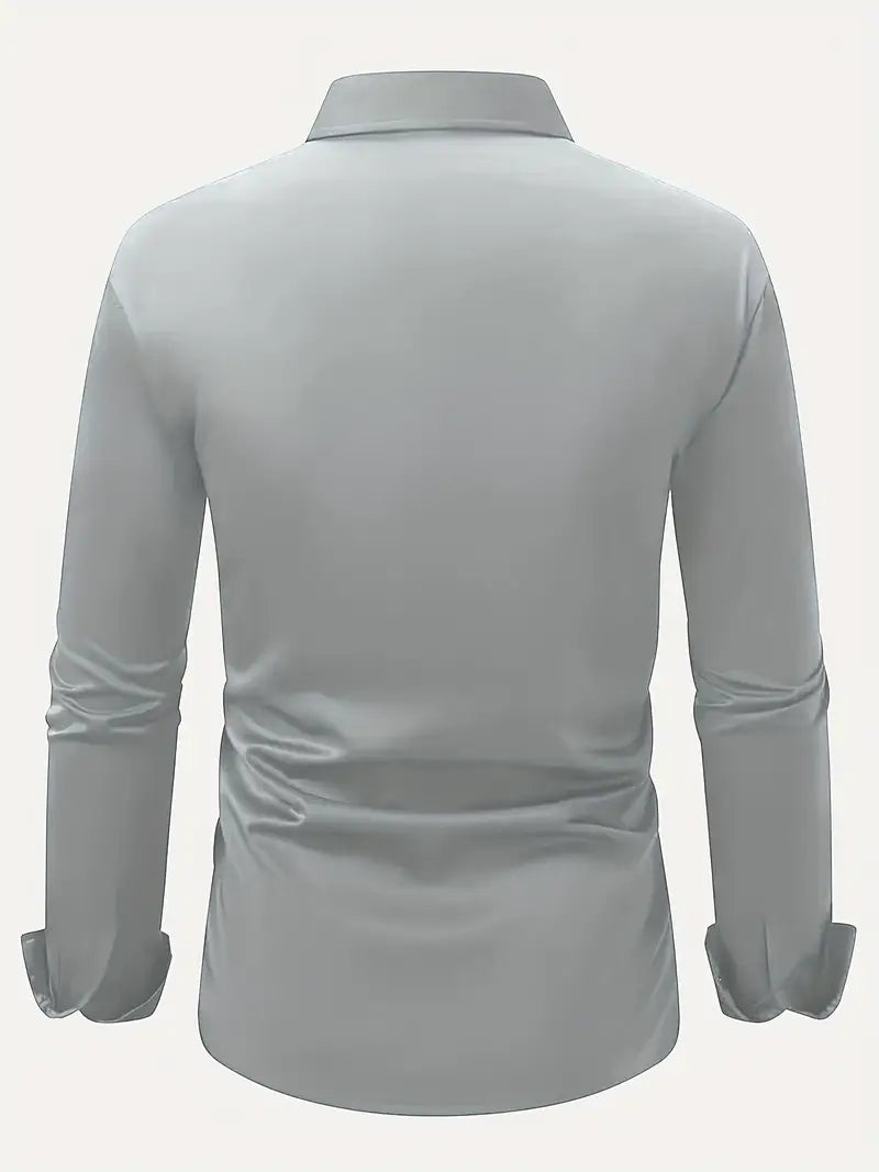 Formal woven shirt with button front and spread collar