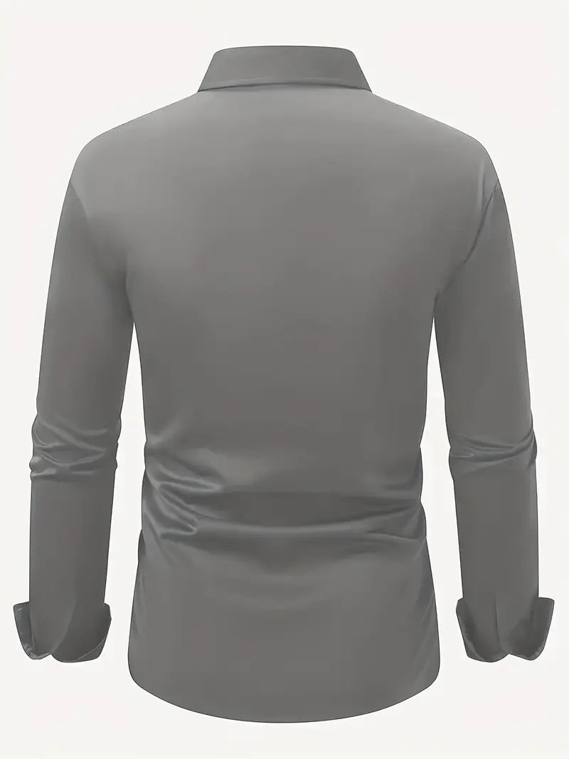 Formal woven shirt with button front and spread collar