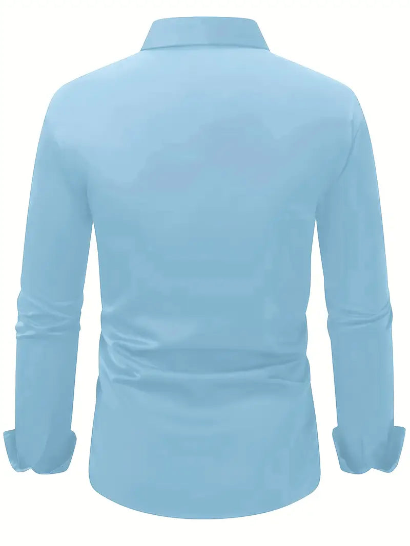 Formal woven shirt with button front and spread collar