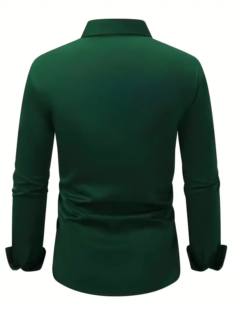 Formal woven shirt with button front and spread collar