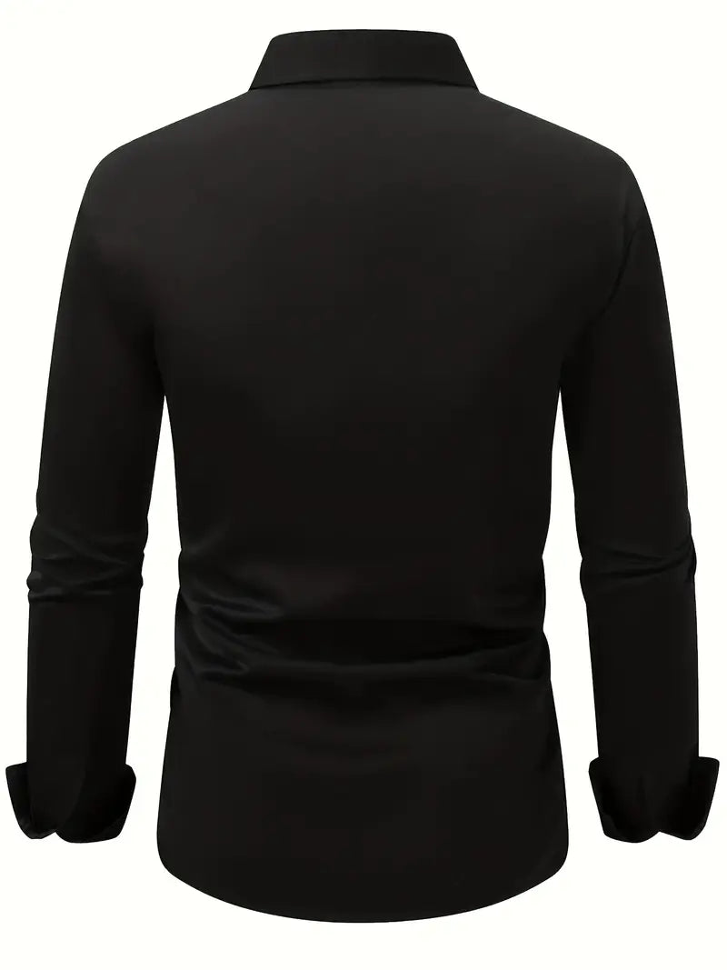 Formal woven shirt with button front and spread collar