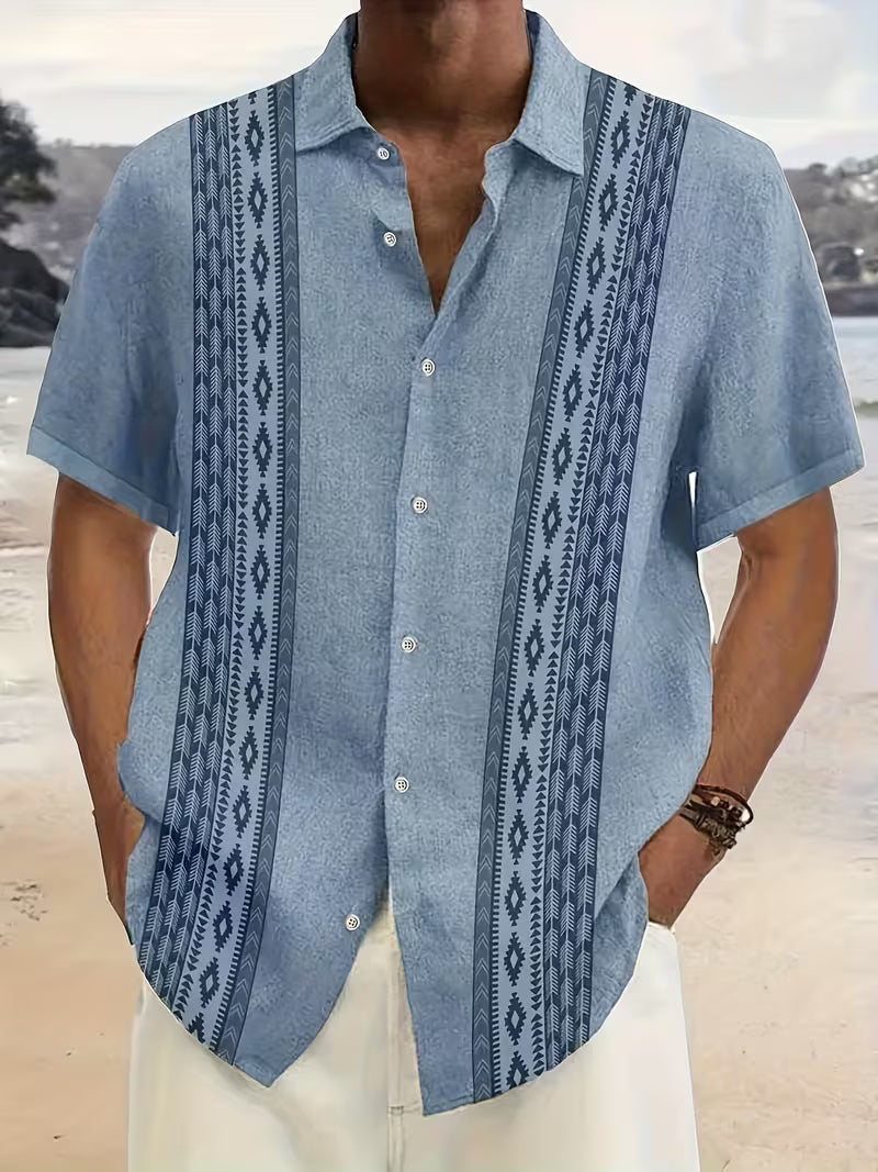 Geometric Print Camp Shirt – Vacation Ready Style