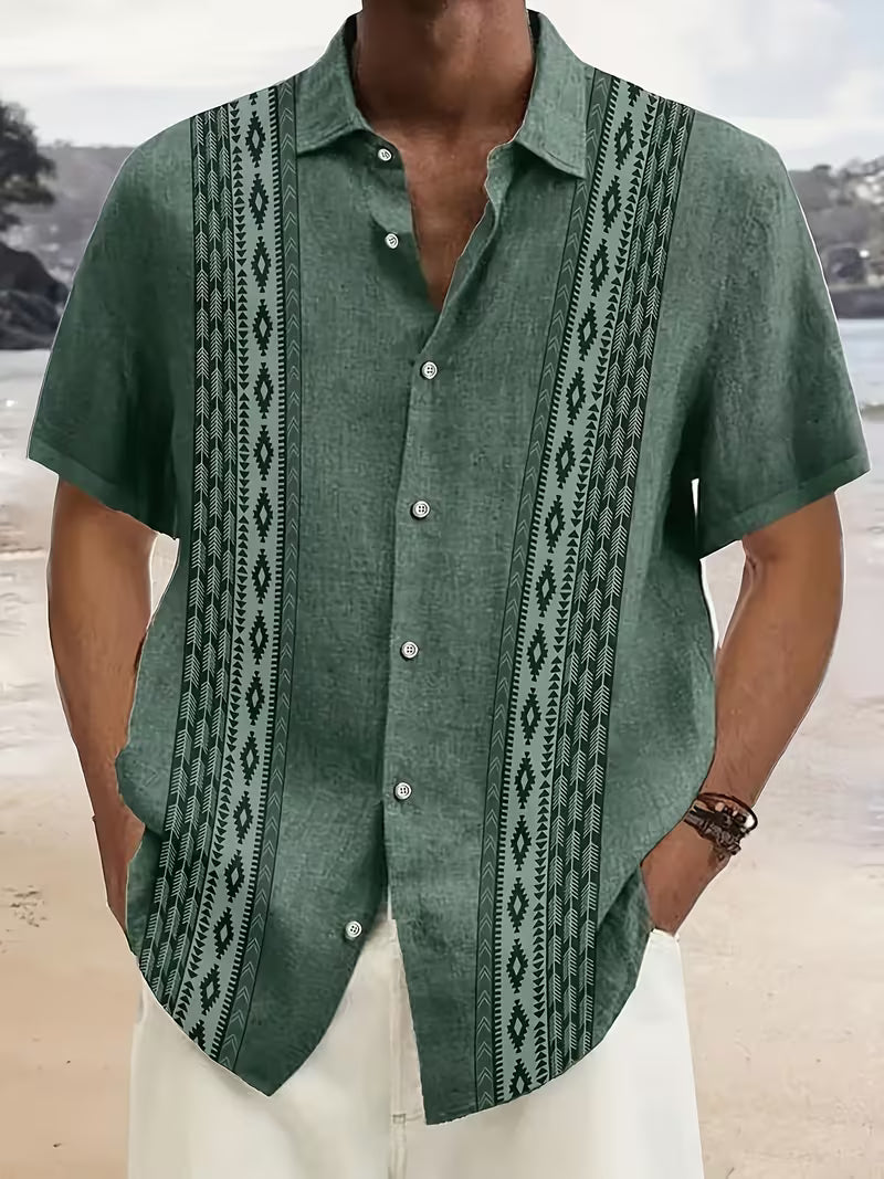 Geometric Print Camp Shirt – Vacation Ready Style