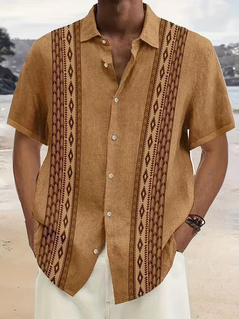 Geometric Print Camp Shirt – Vacation Ready Style