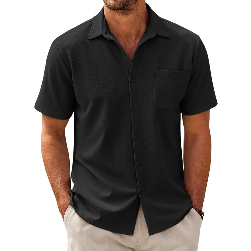 Men's Casual Short-Sleeve Shirt with Camp Collar