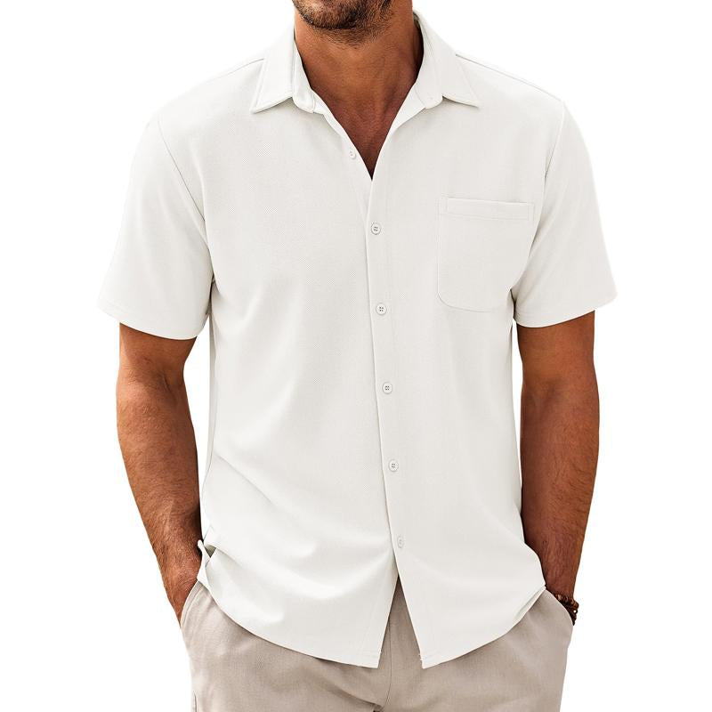 Men's Casual Short-Sleeve Shirt with Camp Collar