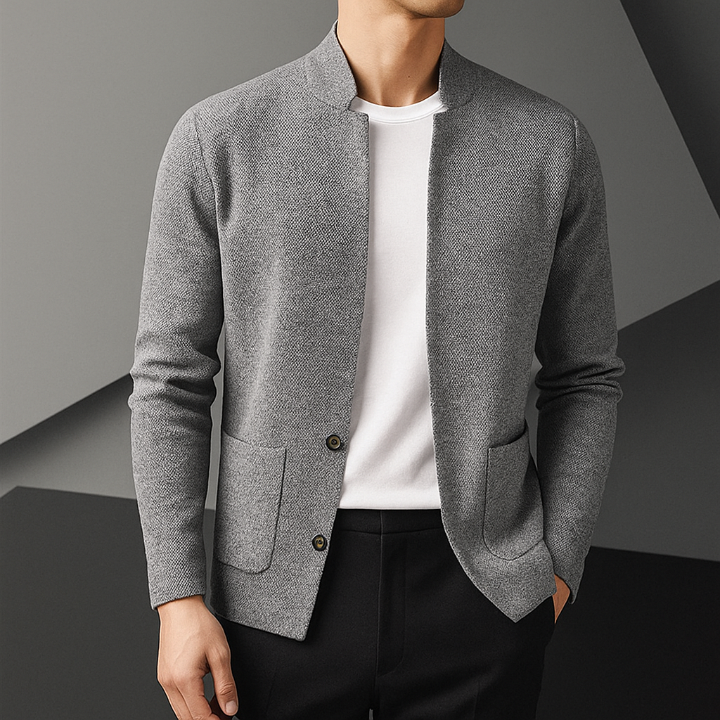 Theo | Refined Knit Cardigan with Stand Collar