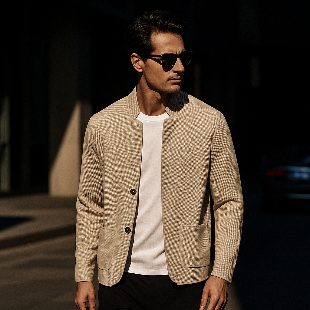 Theo | Refined Knit Cardigan with Stand Collar