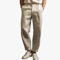 Men's Linen-Blend Pants with Drawstring Waist and Side Pockets
