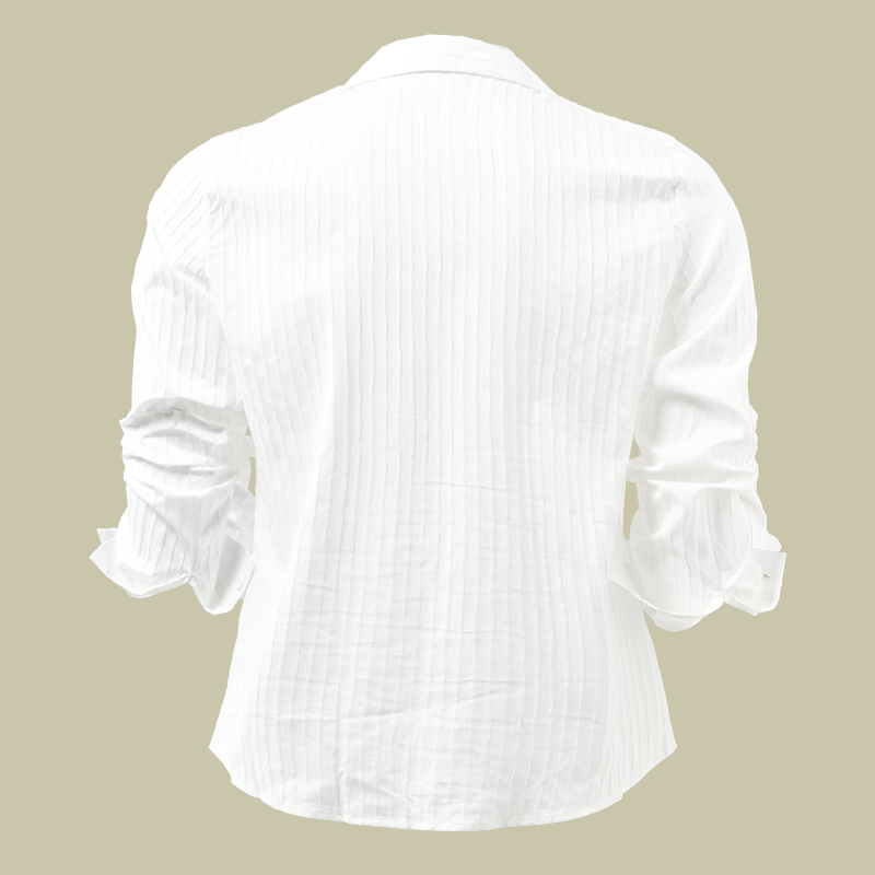 Men's Striped Long-Sleeve Shirt with Lapel Collar