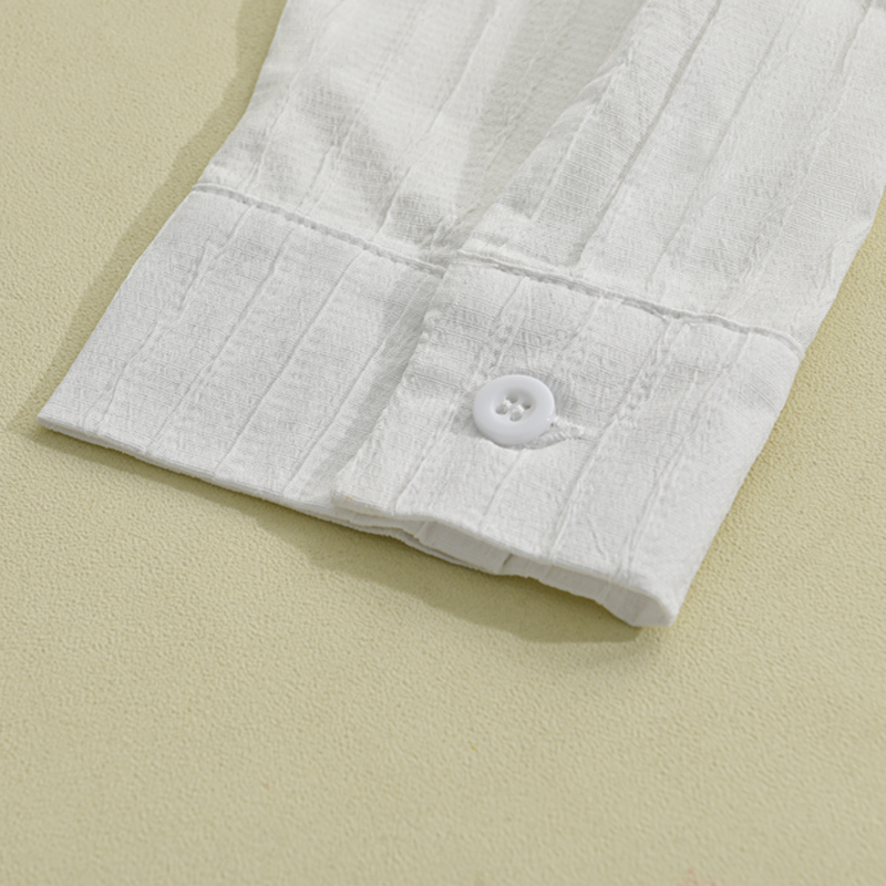 Men's Striped Long-Sleeve Shirt with Lapel Collar