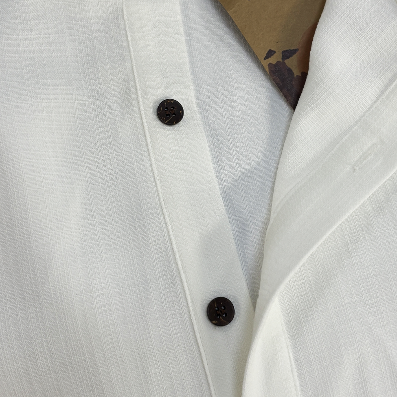 Men's Textured Short-Sleeve Shirt with Stand Collar