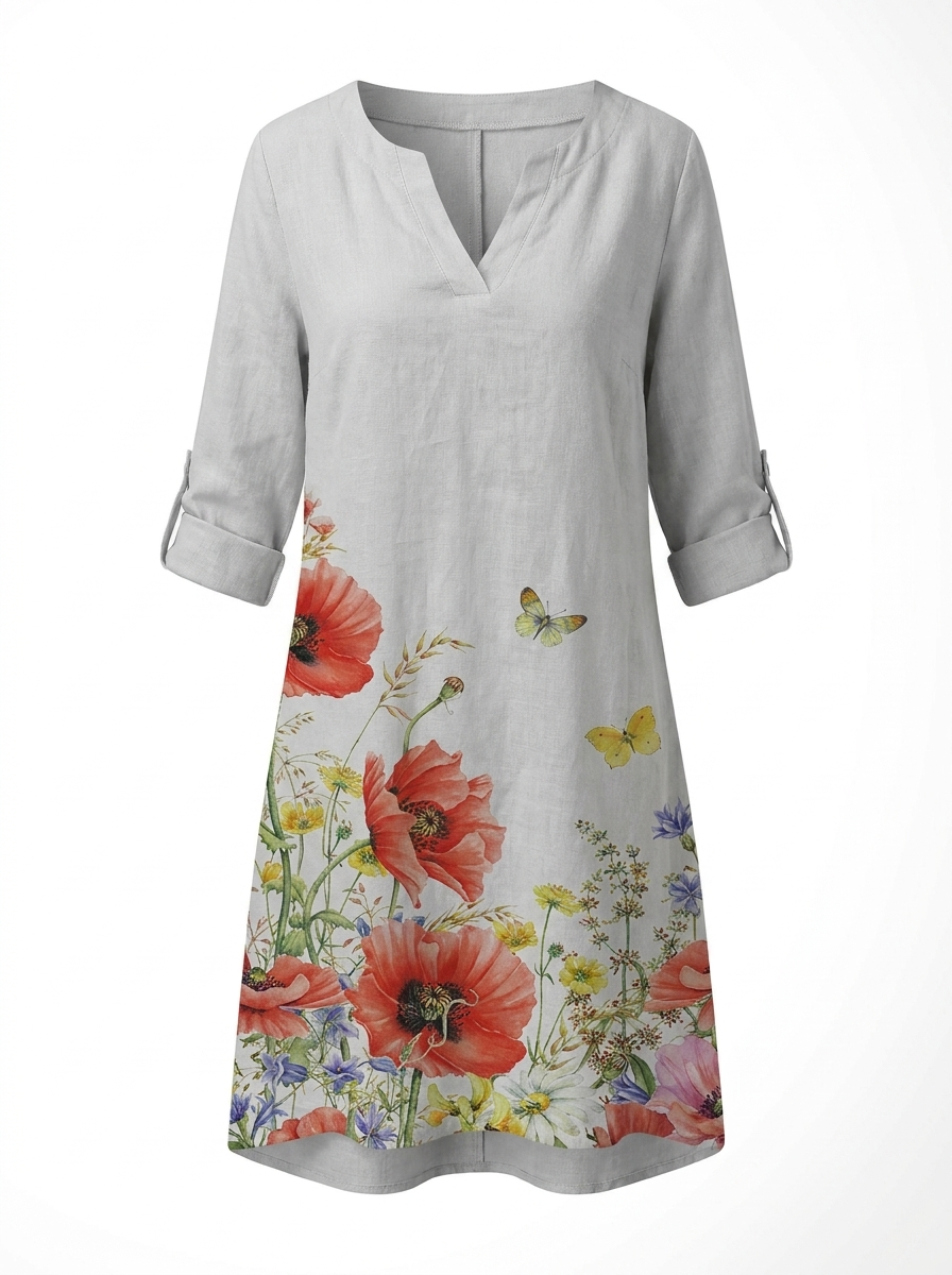 Eleanor | Women’s Layered Floral A-Line Tunic Dress