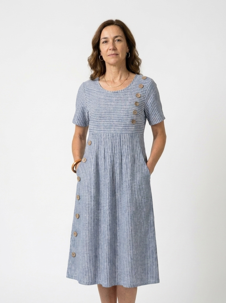 Sofia | Women’s Striped Midi Dress – Relaxed Summer Fit