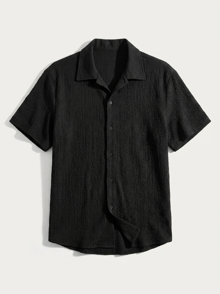 Casual Shirt with Cuban Collar and Button Front