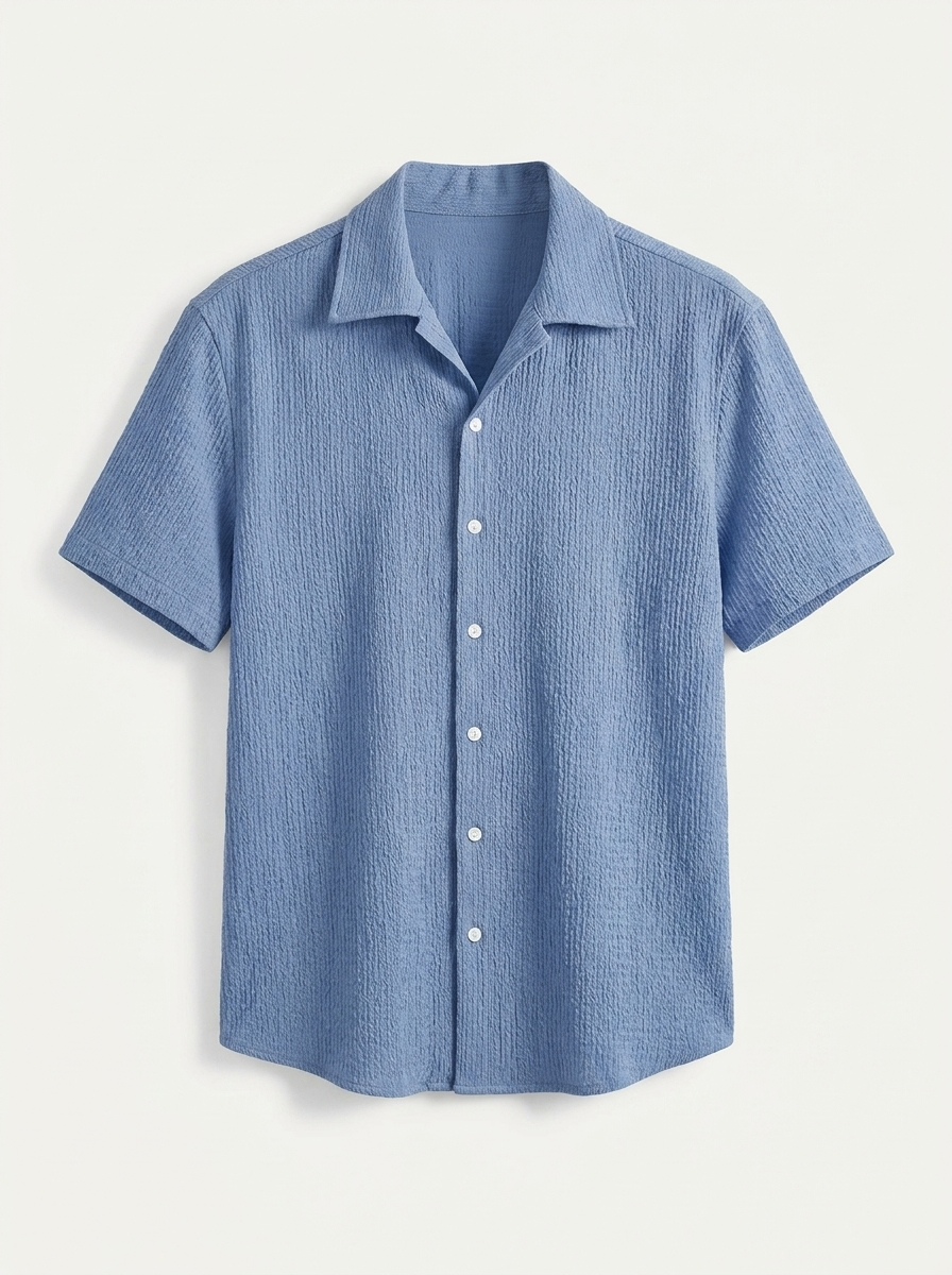 Casual Shirt with Cuban Collar and Button Front